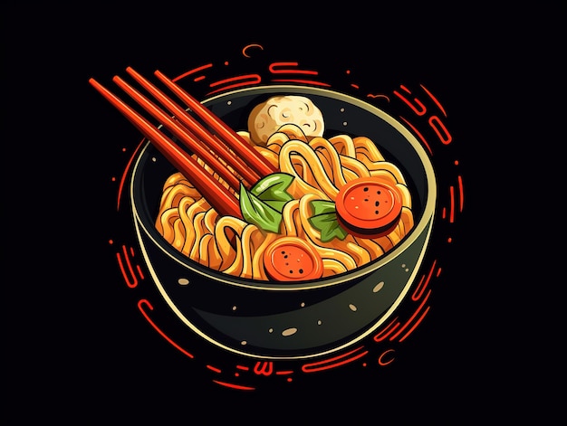 Foto logotipo de macarrão chinês ilustração da cultura alimentar chinesa