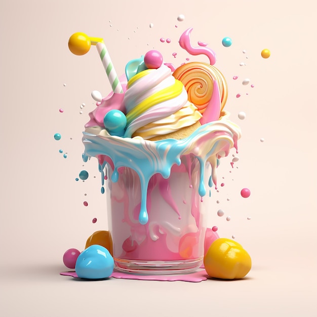 Logotipo de milkshake de cor de doces super detalhes 4k