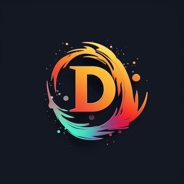 Foto logotipo de música dd desenho detalhado escuro com cores espalhadas