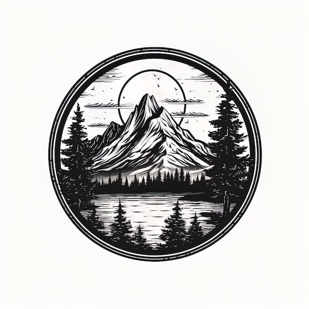 Logotipo de paisagem de montanhas limpo e simples