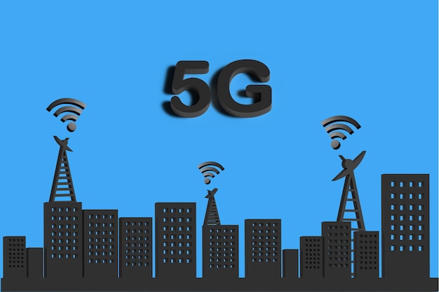 Logotipo de rede 3D realista Conexão de rede 5G Logotipo 5G