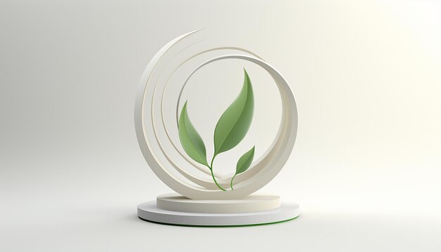 Logotipo de renderização 3d simples para sustentabilidade pessoal e empresarial e fundo branco da agência de ecologia