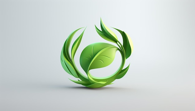 Logotipo de renderização 3d simples para sustentabilidade pessoal e empresarial e fundo branco da agência de ecologia