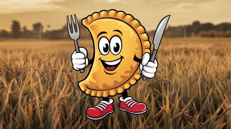 Foto logotipo de um bolinho de desenho animado usando luvas e sapatos vermelhos fundo branco