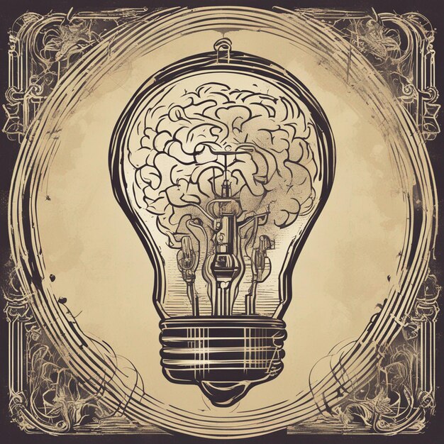 Foto logotipo de uma empresa onde a imagem é uma lâmpada em forma de caravela com um cérebro dentro