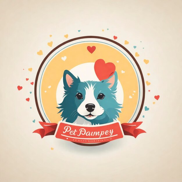 Foto logotipo de vetor de design plano de tema de cuidados e cuidados com animais de estimação