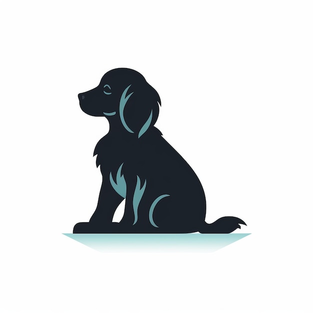 Logotipo de vetor de silhueta de cachorro verde-azulado escuro com uma sensação de contemplação silenciosa