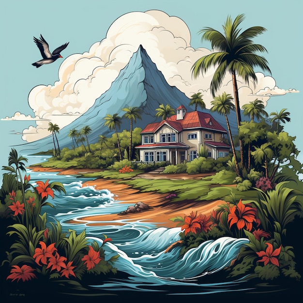 El logotipo de dibujos animados de la isla
