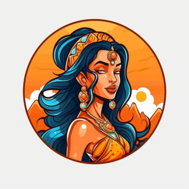 Logotipo de dibujos animados de mujer hermosa 8