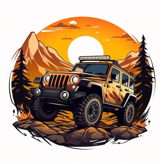 El logotipo de dibujos animados de offroad