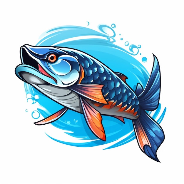 Logotipo de dibujos animados de peces Arowana