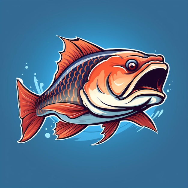 Logotipo de dibujos animados de peces Arowana