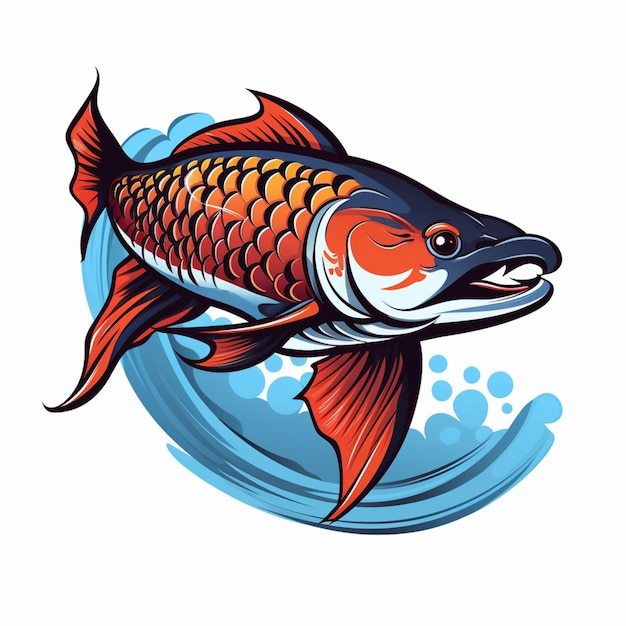 Logotipo de dibujos animados de peces Arowana