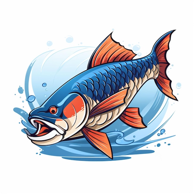 Logotipo de dibujos animados de peces Arowana