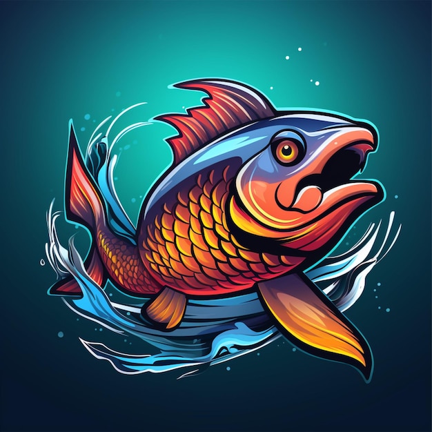 Logotipo de dibujos animados de peces Arowana