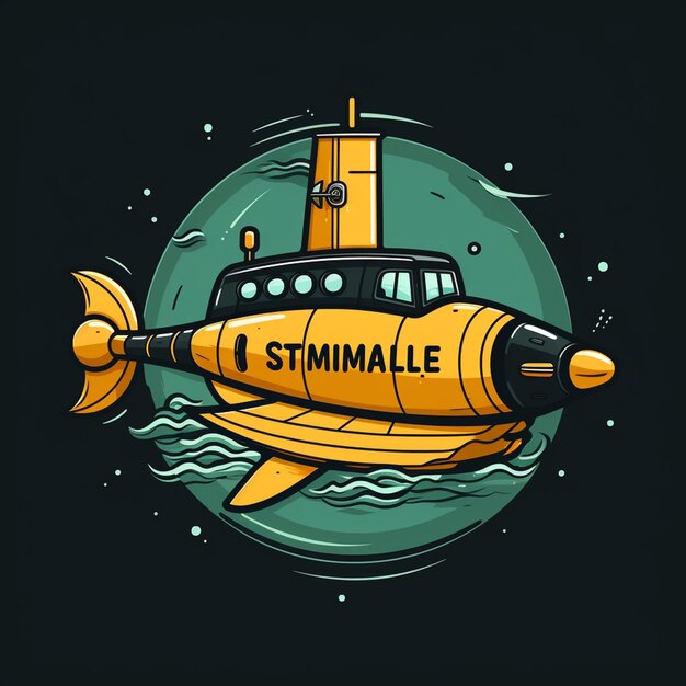 logotipo de dibujos animados de submarinos minimalistas