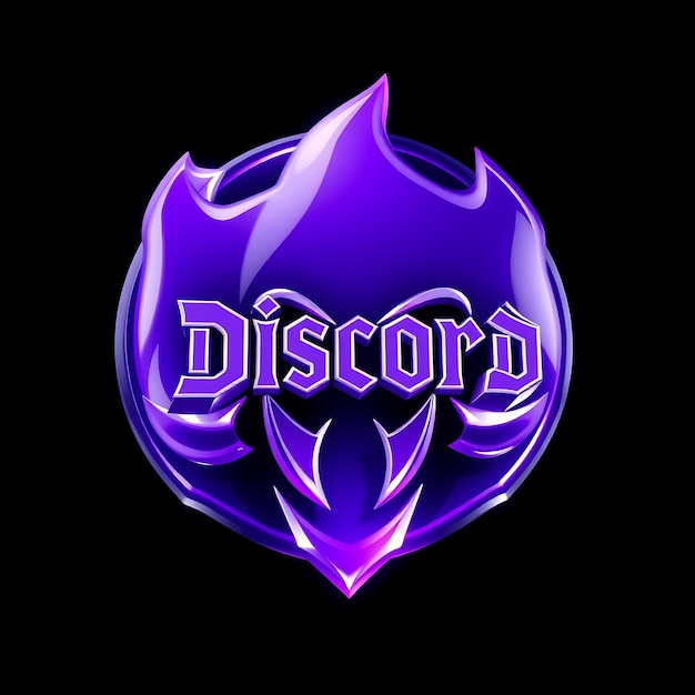 Logotipo de Discord con renderización 3D de vidrio fantasmal material pulsante brillo púrpura y blanco esquema de colores Iso