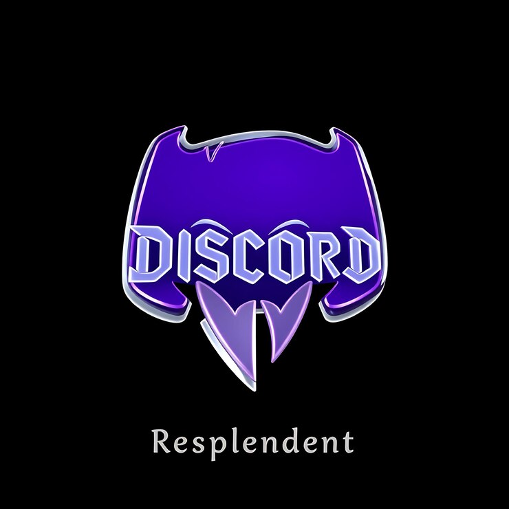 Foto logotipo de discord con renderizado en 3d material de vidrio grabado brillo pulsante escema de colores púrpura y blanco isol