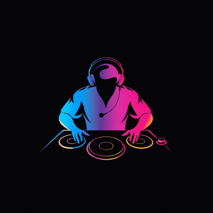 Foto el logotipo de dj de colores de gradien