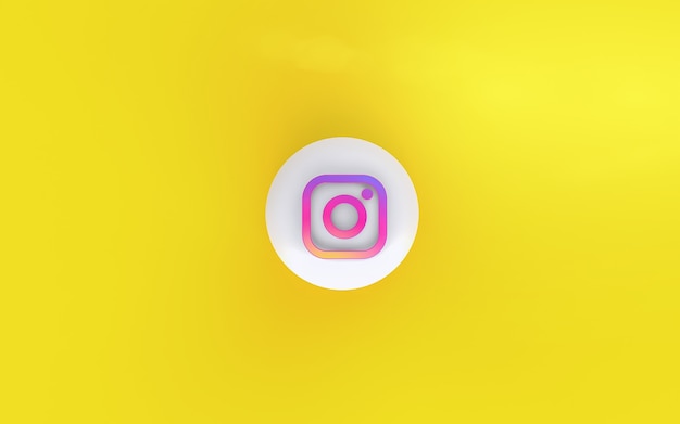 Logotipo do aplicativo instagram 3D com fundo amarelo