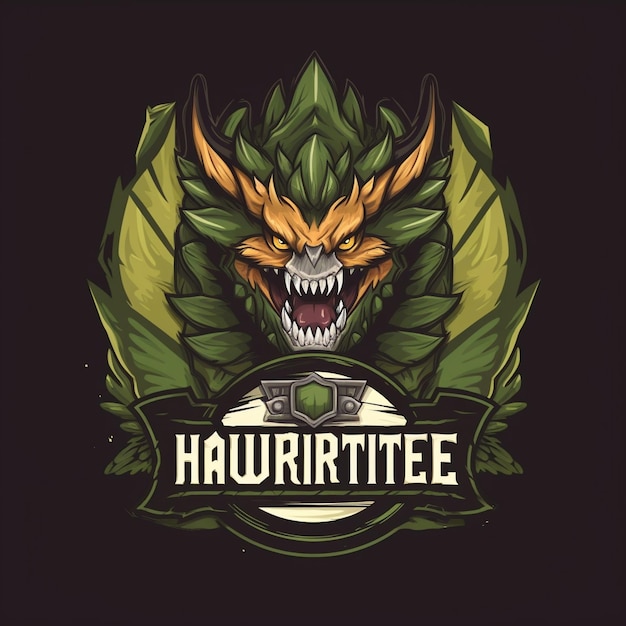 Logotipo do caçador de monstros dos desenhos animados para uma marca de jogos