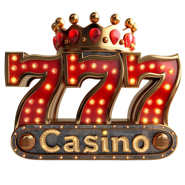 Logotipo do cassino com sete vermelhos coração coroa de ouro jackpot sete sortudo ai gerado ilustração colorida