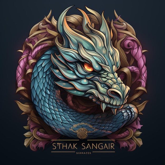 Logotipo do conceito da cobra dragão