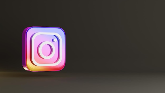 Logotipo do ícone do instagram de renderização 3d com espaço vazio