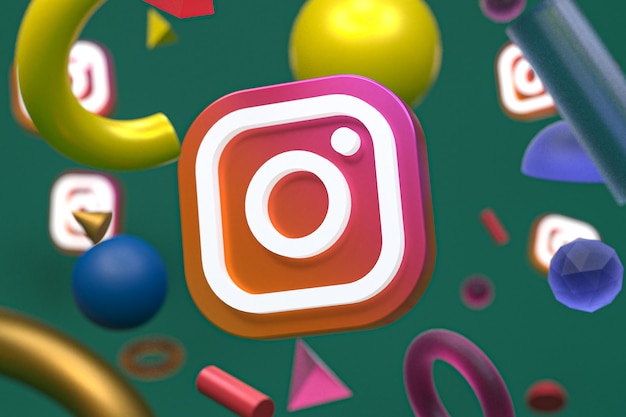 Logotipo do Instagram em fundo de geometria abstrata