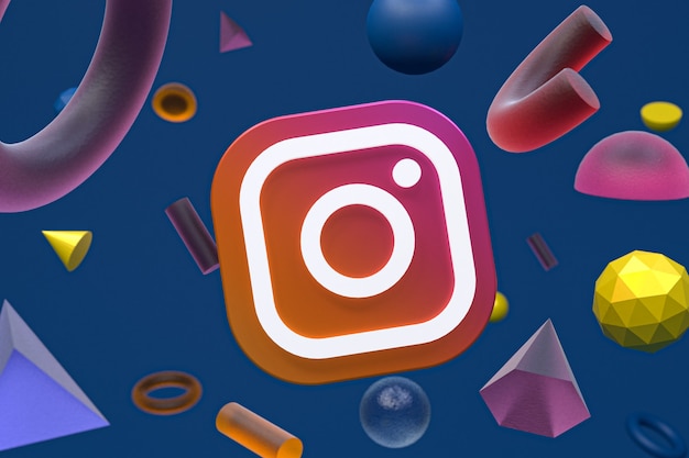 Logotipo do instagram em fundo de geometria abstrata