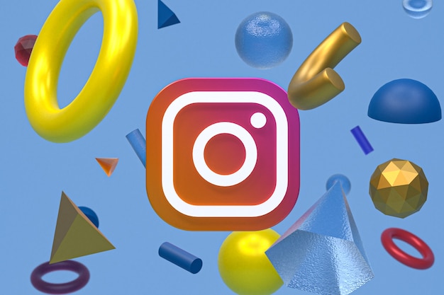 Logotipo do Instagram em fundo de geometria abstrata