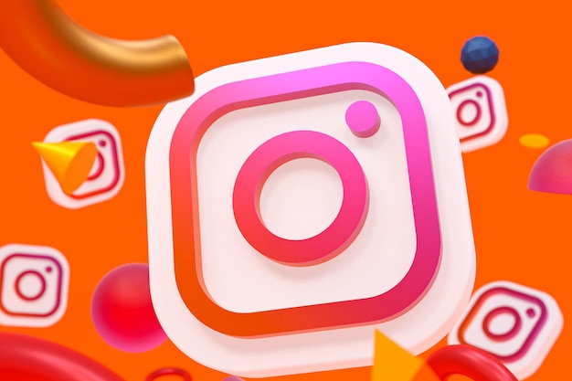 Logotipo do instagram ig em fundo de geometria abstrata