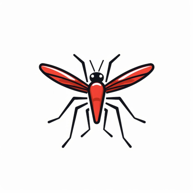 Logotipo do Mosquito Vermelho Trabalho de linha impecável Ilustração plana Design vetorial