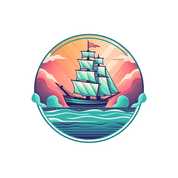 Logotipo do oceano Logotipo do barco Gradient logo Ocean Boat Gradient