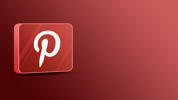 Logotipo do Pinterest em uma plataforma de vidro 3d