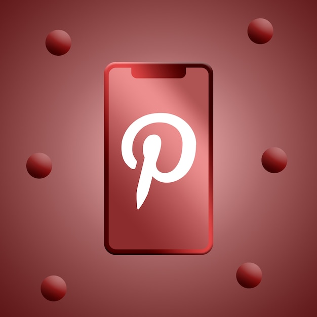 Foto logotipo do pinterest na renderização 3d da tela do telefone