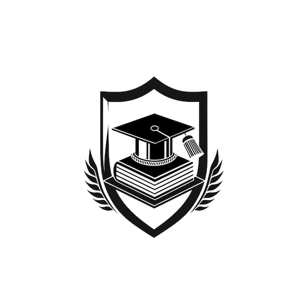 Logotipo do Prêmio de Educação com Cappa de Graduação e Livro para Design Simples Criativo Tatuagem Arte CNC