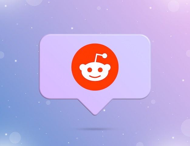 Logotipo do Reddit no ícone de notificação 3d