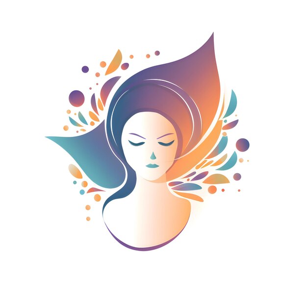 Logotipo do salão de beleza rosto de mulher com ilustração vetorial de flores