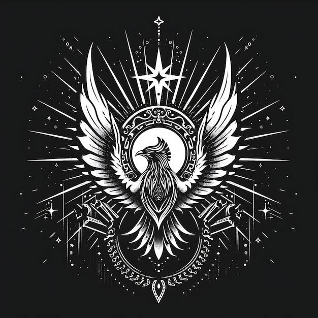 Logotipo do selo da Dinastia Fênix Mística com um Phoenix Risin Desenho de Tatuagem de Logotipo Criativo