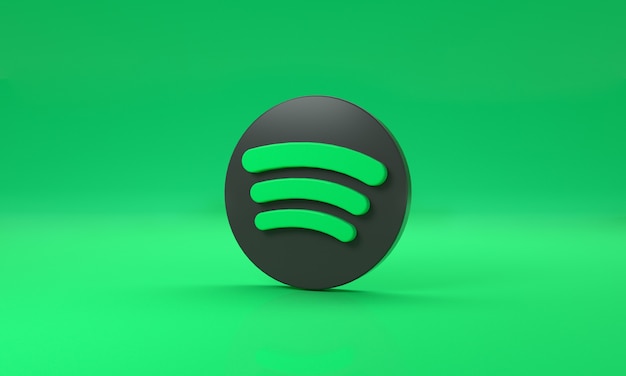 Foto logotipo do spotify com espaço para texto e gráficos em fundo verde. renderização 3d.