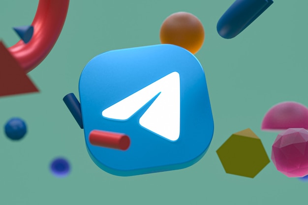 Logotipo do Telegram em fundo de geometria abstrata