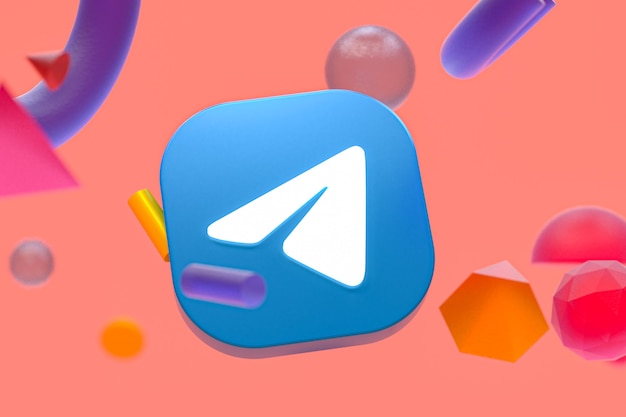 Logotipo do Telegram em fundo geométrico abstrato