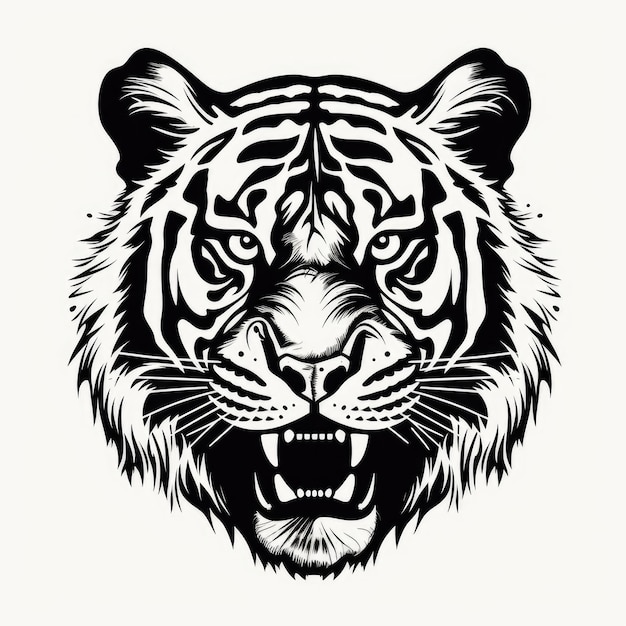 Foto logotipo do tigre em preto e branco gerado por ia imagem