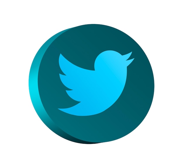 Logotipo do Twitter no ícone do botão redondo com fundo vazio 3d