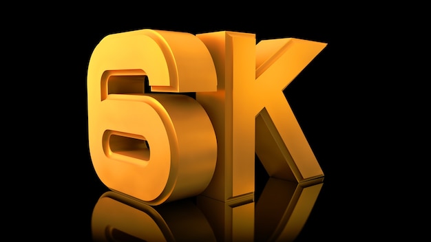 Foto logotipo do video 6k. letras grandes tridimensionais.