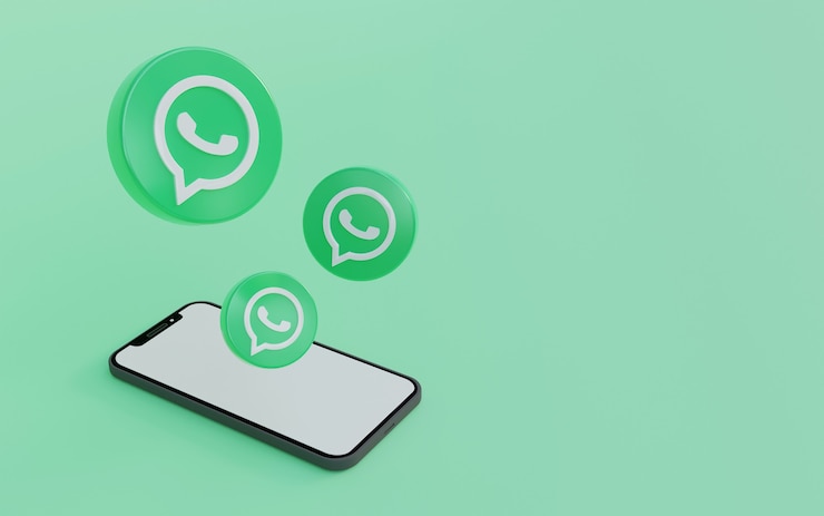 Foto logotipo do whatsapp com design de fundo verde para smartphone ilustração simples e limpa de renderização em 3d
