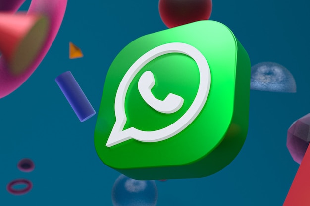 Foto logotipo do whatsapp em fundo de geometria abstrata