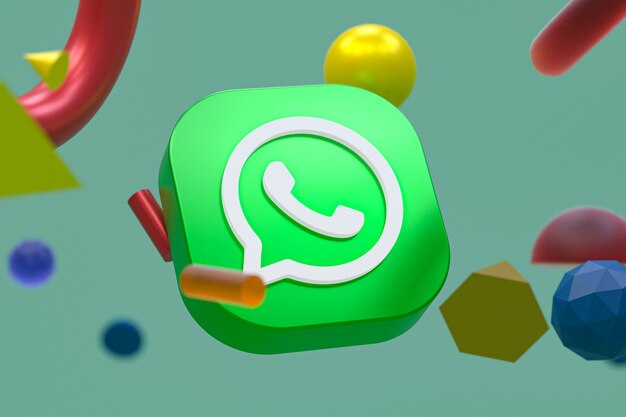 Foto logotipo do whatsapp em fundo de geometria abstrata