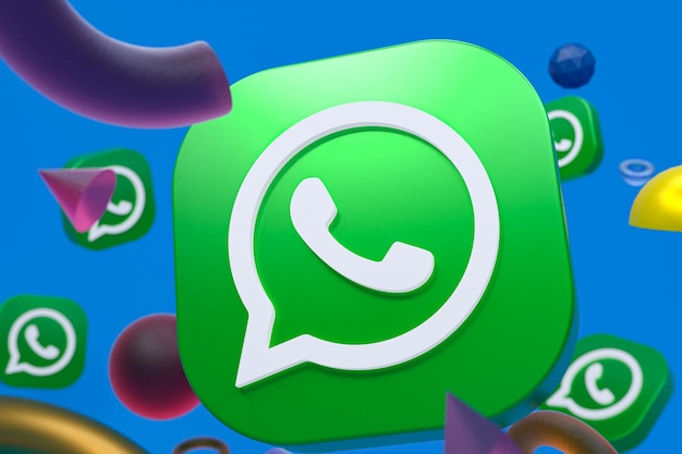 Foto logotipo do whatsapp em fundo de geometria abstrata